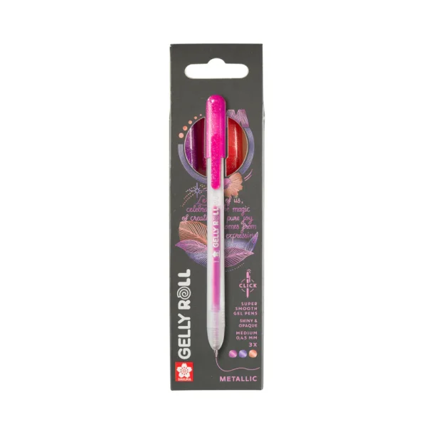 Sakura Gelly Roll Metallic Retractable Gel Pens, 3-Pack Red-Pink-Purple