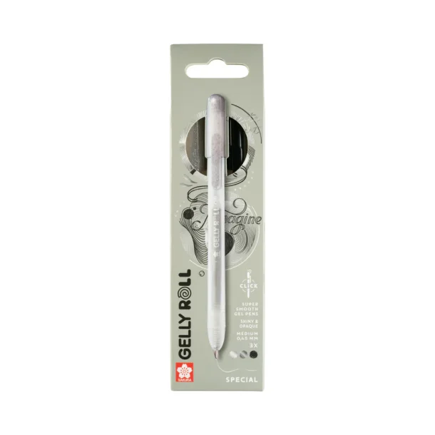 Sakura Gelly Roll Retractable Gel Pens, Special 3-Pack Metallic Black-Silver-Black