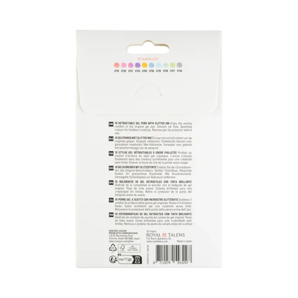Sakura Gelly Roll Stardust Retractable Glitter Gel Pens, 10-Pack