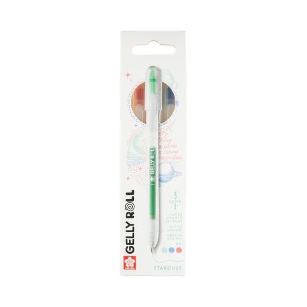 Sakura Gelly Roll Stardust Retractable Glitter Gel Pens, 3-Pack Red-Blue-Green