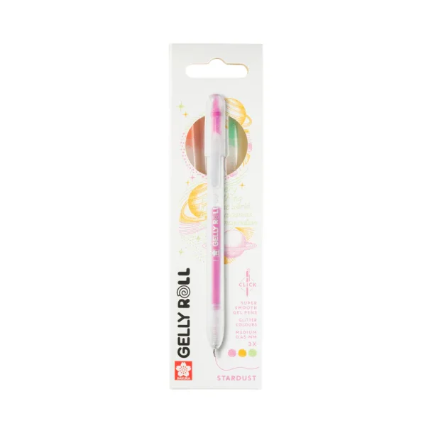 Sakura Gelly Roll Stardust Retractable Glitter Gel Pens, 3-Pack Orange-Rose-Emerald
