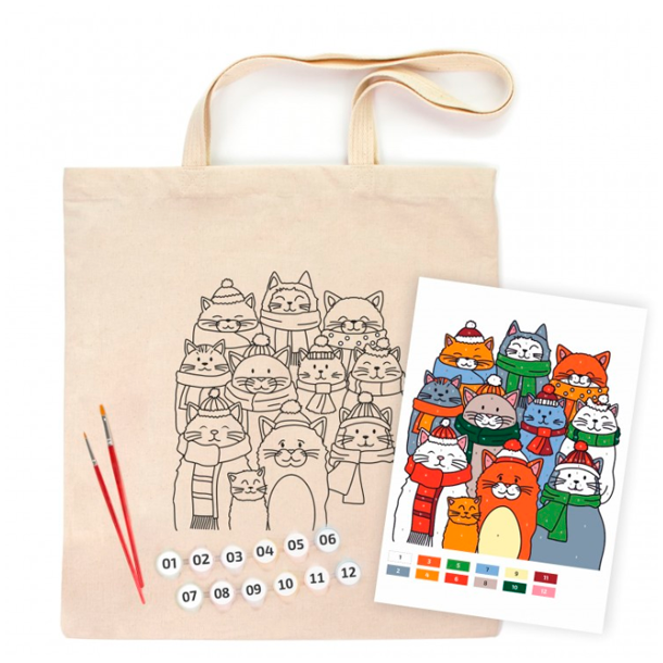 Ecobag - Mal Selv - Cats 38x42 cm