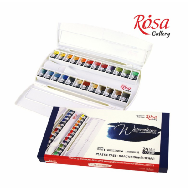 Rosa Gallery "Classic" Akvarelbrikker - 24-Pan st