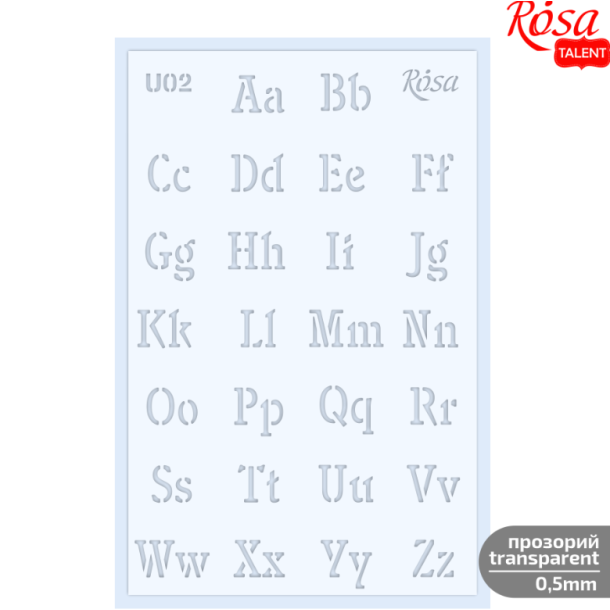 ROSA Talent Plastic Reusable Stencil "Alphabet U02 13x20cm