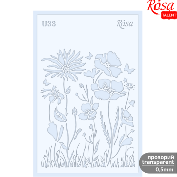 ROSA Talent Plastic Reusable Stencil "Flowers U33 13x20cm