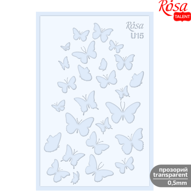 ROSA Talent Reusable Stencil "Butterflies U15" 13x20cm