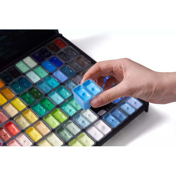 HIMI Twin Cup Jelly Gouache - 112 Farver, Black Case