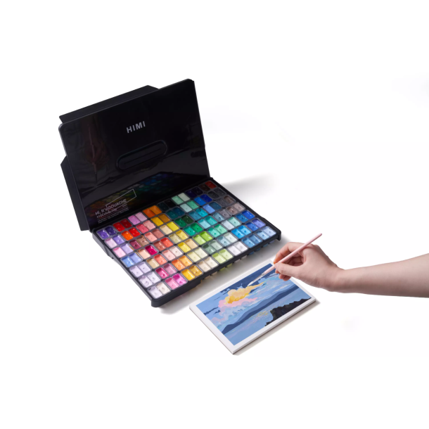 HIMI Twin Cup Jelly Gouache - 112 Farver, Black Case