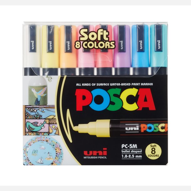 Posca Soft 8 Colors PC-5M 1,8 - 2,5 mm (8 stk)