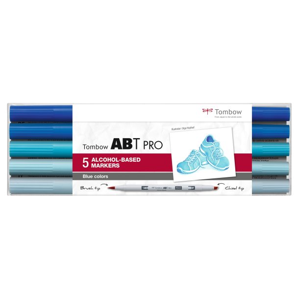 Tombow Marker PRO Dual 5-pak - Blue Colours