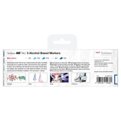 Tombow Marker PRO Dual 5-pak - Blue Colours