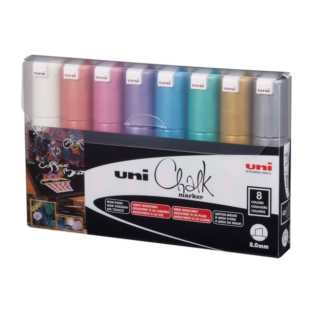 POSCA PWE-8K Uni chalk 8mm, Metallic 8-Pak