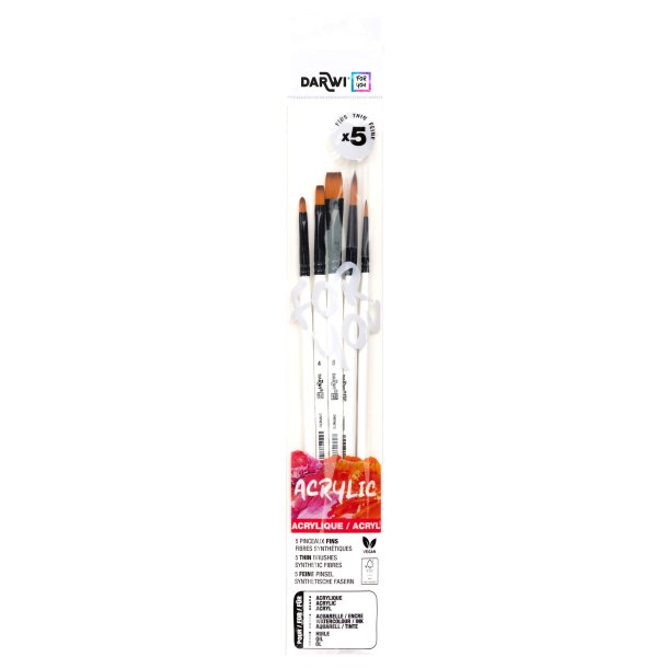 Darwi Acrylic Pensels�t 5-Pak Mix st. 0,2,4,6,8