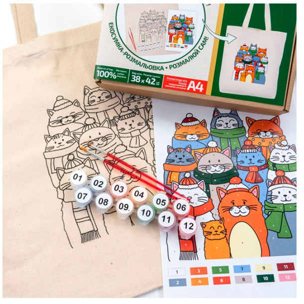 Ecobag - Mal Selv - Cats 38x42 cm