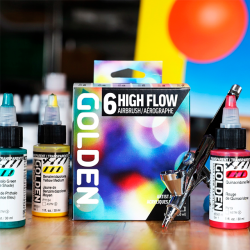 GOLDEN High Flow Maling Airbrush S�t - 6x30ml.