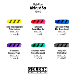 GOLDEN High Flow Maling Airbrush S�t - 6x30ml.