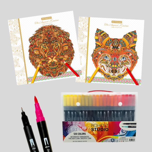 Roholt Studio Malebogspakke - The Animal Kindom Malebog - Vol. 1&2 