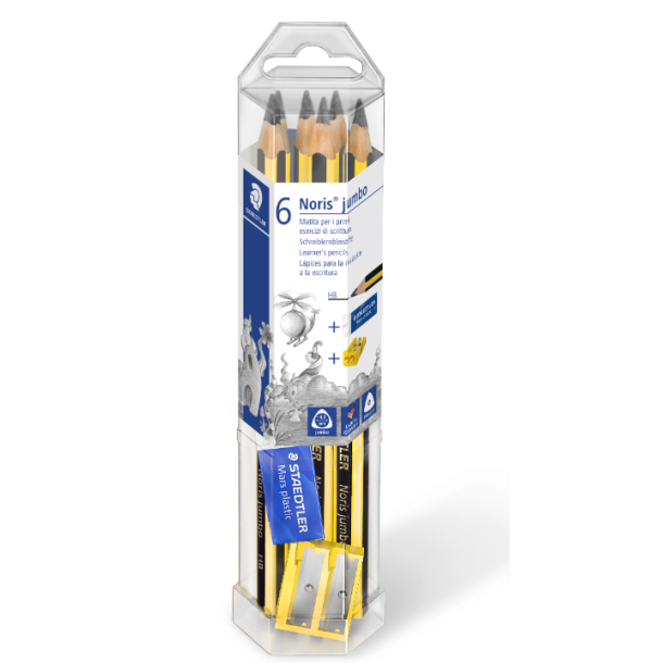 Noris Jumboblyantsst m. Viskelder &amp; blyantspidser