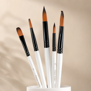 Roholt Studio Kunstnerpensels�t 5-Pak - Mix - Oval 8 & 16 Flad: 12, rund 10 & 18