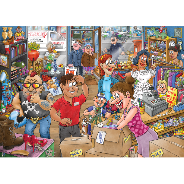 Puslespil Wasgij Mystery 29 "Donation Debacle!" 1000 Brikker