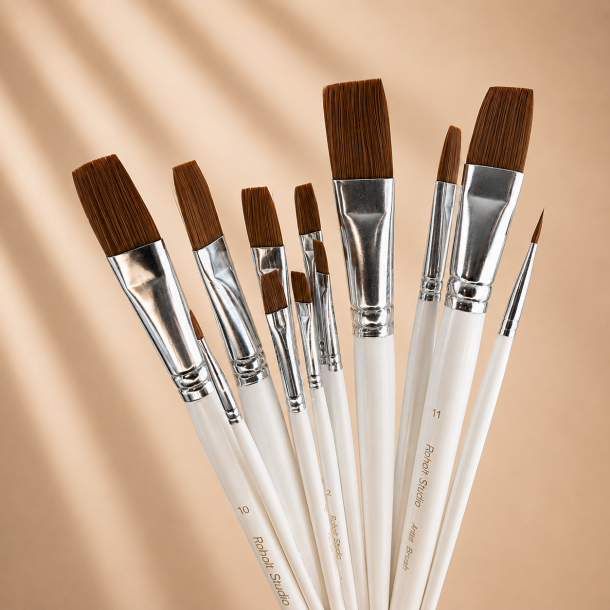 Roholt Studio Kunstnerpensels�t 12-Pak - Flat 
