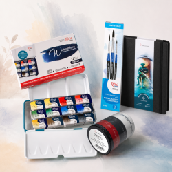 BUNDLE - Hahnem�hle Bomuldsbog, ROSA Gallery "Classic" 12-helpans, 4-Pak Maskeringstape + 3-Pak Egernh�rspensler
