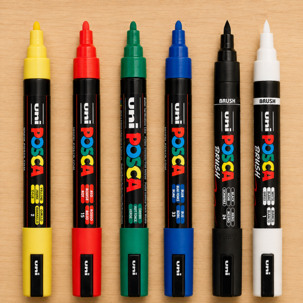 POSCA PC-5M 4-Stk. + 2-stk. GRATIS PC-5BR - 6-Pak