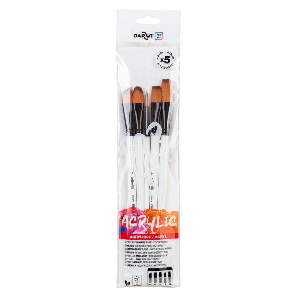 Darwi Acrylic Pensels�t 5-Pak Mix st. 8,14,14,14,14