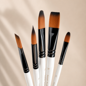 Roholt Studio Kunstnerpensels�t 5-Pak - Mix - Oval 12 & 20, Flad 16 & 24, Rund 20