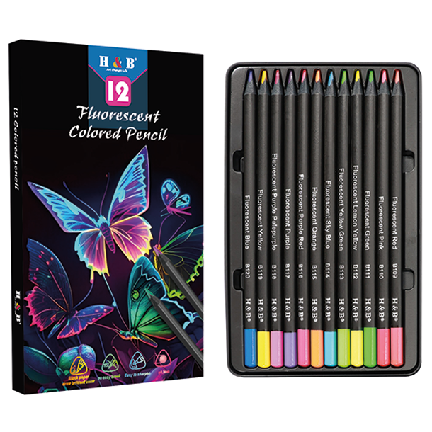 H&B Oliebaserede Farveblyanter 12-stk. - Fluorescent