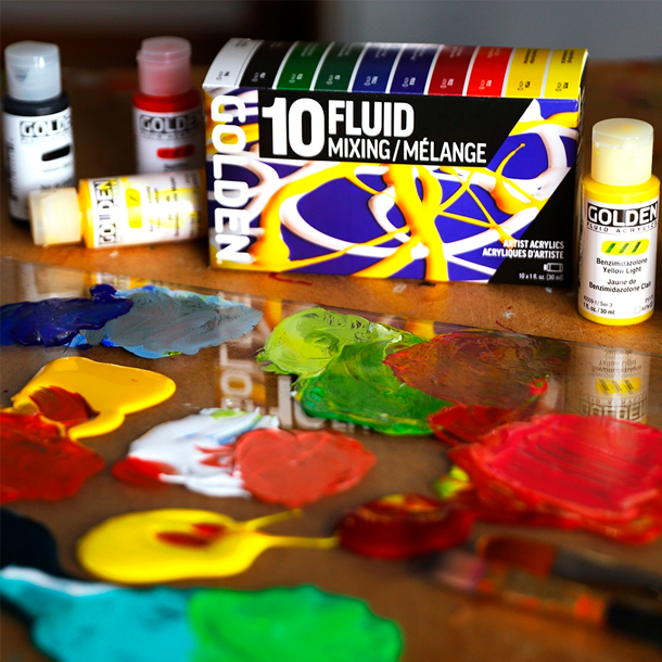 GOLDEN Fluid Akrylmaling Mixing S�t - 10x30ml.