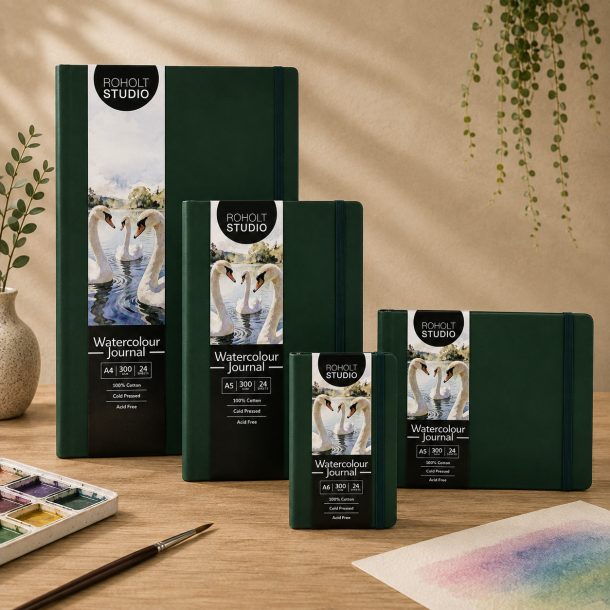Roholt Studio Artist Watercolour Journal - Dark Green