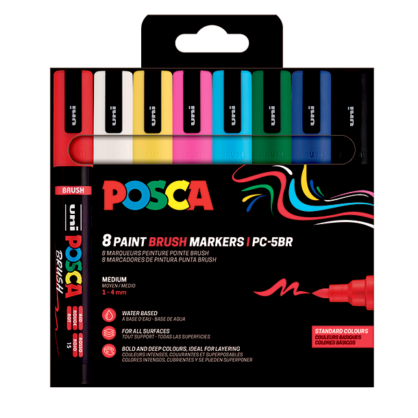 POSCA PC-5BR 1-4 mm - 8-Pak Basisfarver