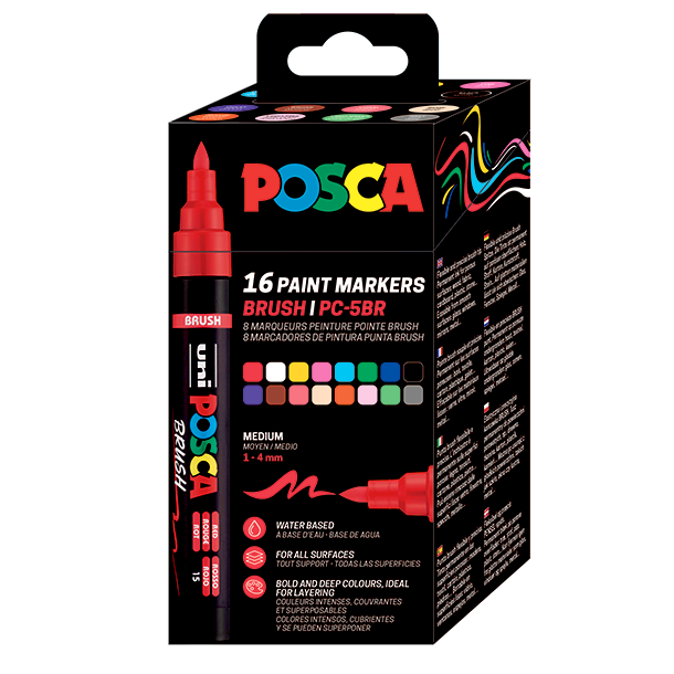 POSCA PC-5BR 1-4 mm Fuldt Sortiment - 16-Pak | Galleri Roholt