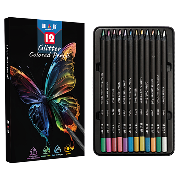 H&B Oliebaserede Farveblyanter 12-stk. - Glitter