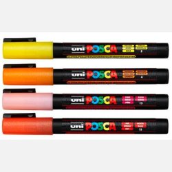 POSCA PC-3M 0,9 - 1,3 mm (4pk) (Glitter - Varme Nuancer) Sortiment