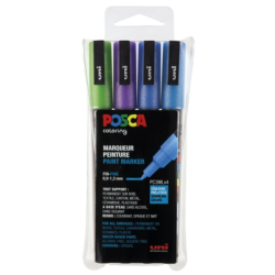POSCA PC-3M 0,9 - 1,3 mm (4pk) (Glitter - Kold) Sortiment