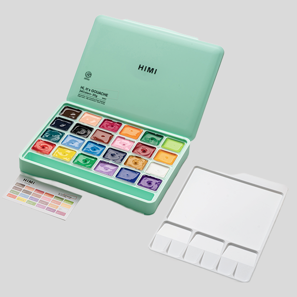 HIMI Jelly Gouache Basic - 24-Pak, Green Case