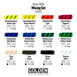 GOLDEN Heavy Body Akrylmaling Mixing S�t - 12x22ml.