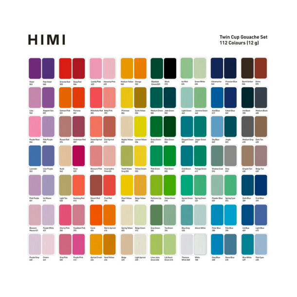HIMI Twin Cup Jelly Gouache - 112 Farver, Black Case