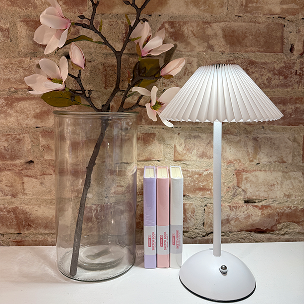 Touch Bordlampe, Pliss� - Hvid