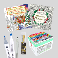Julemalebogspakke + 120 twinmarkers + Gelly Roll