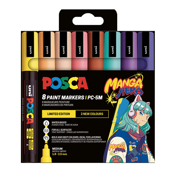 POSCA PC-5M 1,8 - 2,5 mm Limited Edition - Manga Hero 8-Pak