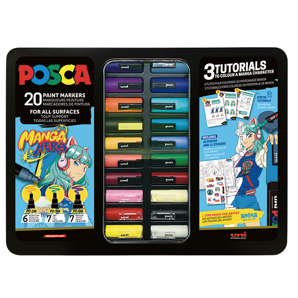 Nyhed! Posca "Manga Hero" i Metalske - 20-Stk.