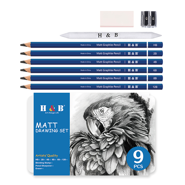 H&B Matt Drawing Set 9-Dele