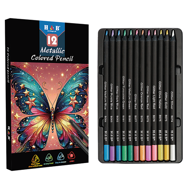 H&B Oliebaserede Farveblyanter 12-stk. - Metallic