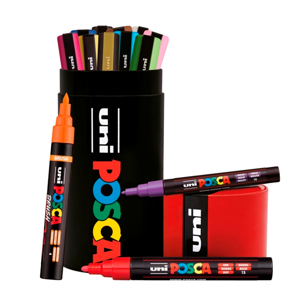 Posca pakke 13 stk. med metal�ske 