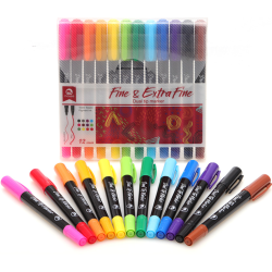Mobee - Dualtip Marker Fine &amp; Extra Fine 12-Pak