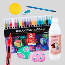 Mobee Stenmalingspakke - Akryltusch 20-Pak + Lak