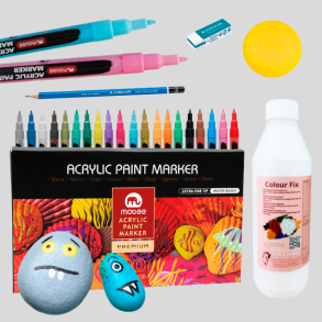 Mobee Stenmalingspakke - Akryltusch 20-Pak Extra fine tip + Lak